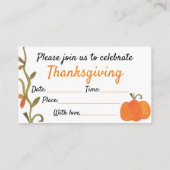 感謝祭の招待状 エンクロージャーカード (裏面)