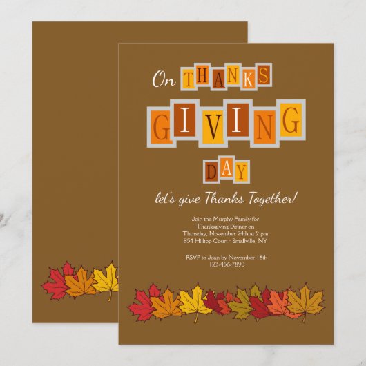 感謝祭の招待状 招待状 (正面/裏面)