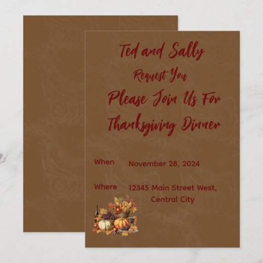 感謝祭の招待状 招待状 (正面/裏面)