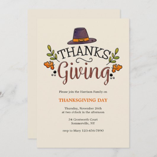 感謝祭の招待状 招待状 (正面/裏面)