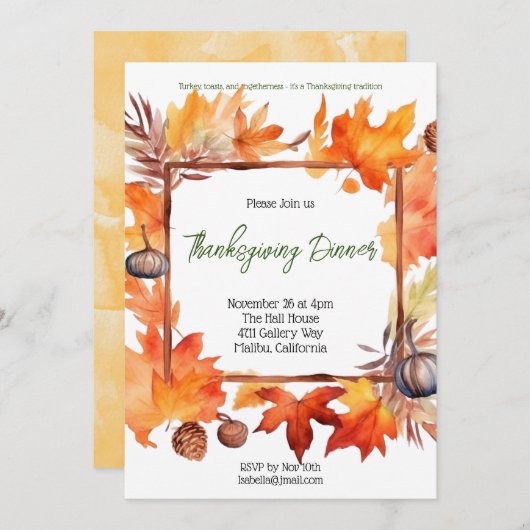 感謝祭の招待状 招待状 (正面/裏面)