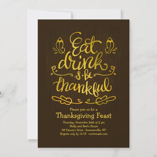 感謝祭の招待状 Eat Drink and be Thankful 招待状 (正面)
