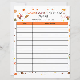 感謝祭の持ち帰りサインアップシート
