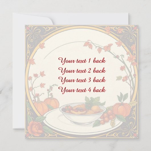 感謝祭の挨拶とお祝い 招待状 (裏面)