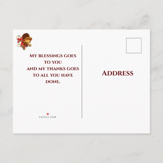 感謝祭の挨拶はがき 案内ポストカード (裏面)