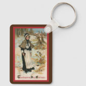 感謝祭の挨拶 ピルグリムの女性 キーホルダー (裏面)