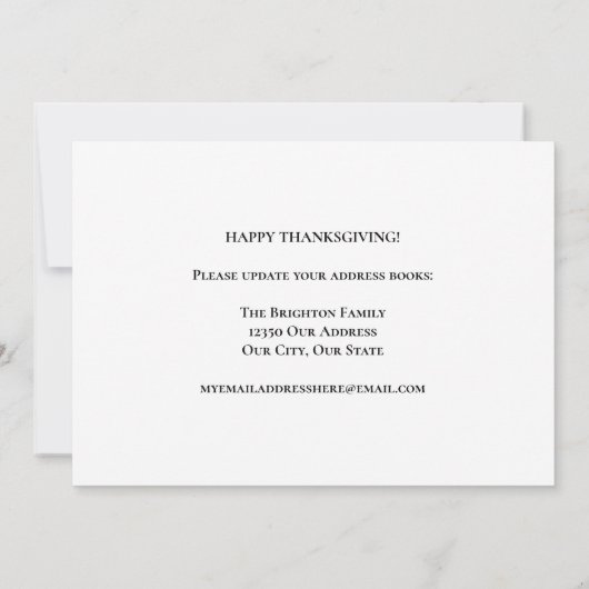 感謝祭の新しいホームアドレスカボチャ移動 案内状 (裏面)