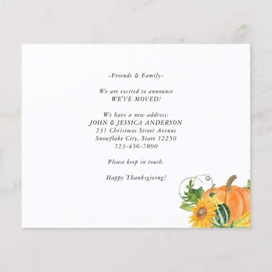 感謝祭の新しいホームカボチャの動く発表 (裏面)