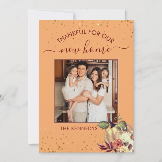 感謝祭の新しいホームフォトホリデームービング 案内状 (正面)