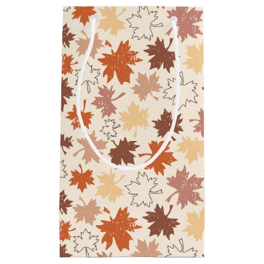 感謝祭の日のデザイン、秋の自然離れの スモールペーパーバッグ (正面)