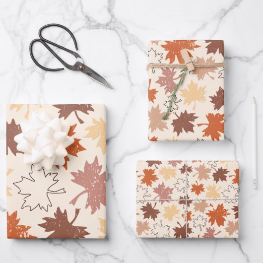 感謝祭の日のデザイン、秋の自然離れの ラッピングペーパーシート (正面)