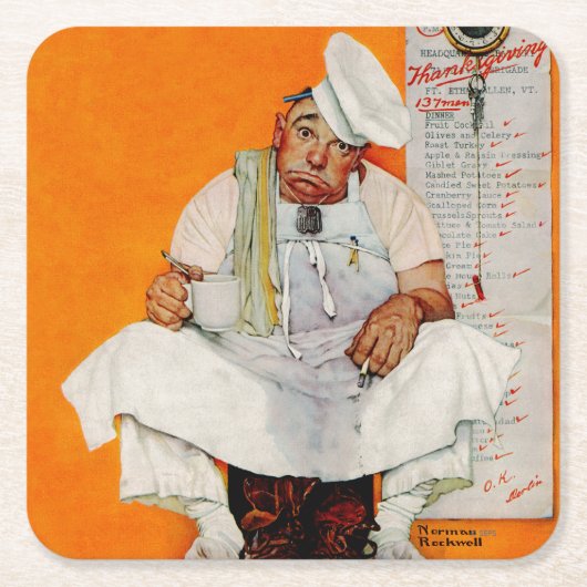 感謝祭の日のブルース スクエアペーパーコースター (正面)