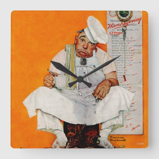 感謝祭の日のブルース スクエア壁時計 (正面)