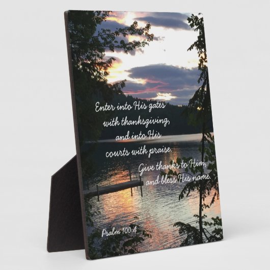 感謝祭の日の出の詩篇100:4フォトスクアム湖 フォトプラーク (側面)