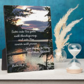 感謝祭の日の出の詩篇100:4フォトスクアム湖 フォトプラーク (側面)