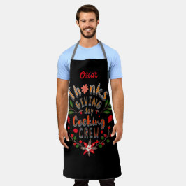 感謝祭の日の料理クルー。パーソナライズされた名 エプロン