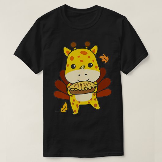感謝祭の日はトルコのキリンとリンゴを合わせる Tシャツ (デザイン正面)