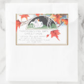 感謝祭の日グリーティングピンクハウスヴィンテージ 長方形シール (バッグ)