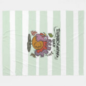 感謝祭の日ターキーアート – クラシック秋 フリースブランケット (正面(横))