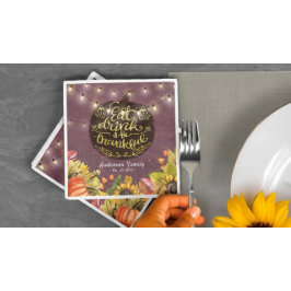 感謝祭の日ディナーパーティーカボチャ文字列ライト スタンダードカクテルナプキン