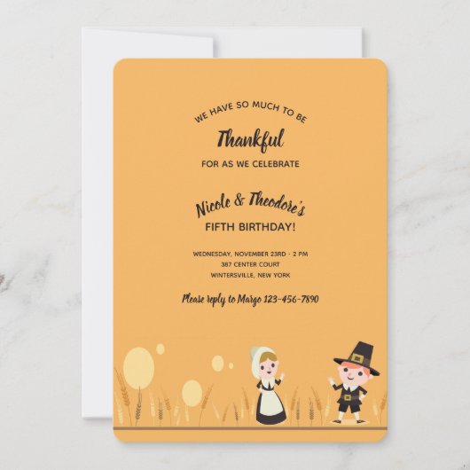感謝祭の日ピルグリムス招待状 招待状 (正面)
