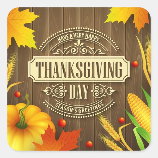 感謝祭の日 スクエアシール (正面)