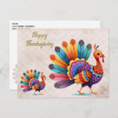 感謝祭の明るい羽の七面鳥はがき ポストカード (正面/裏面)