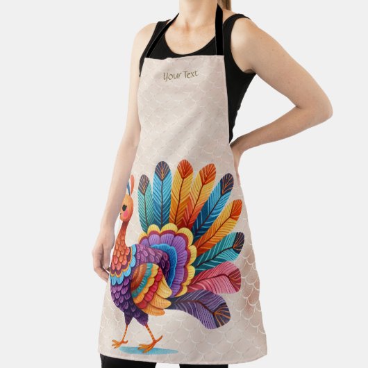 感謝祭の明るい羽ターキーエプロン エプロン (インサイチュ)