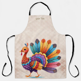 感謝祭の明るい羽ターキーエプロン エプロン