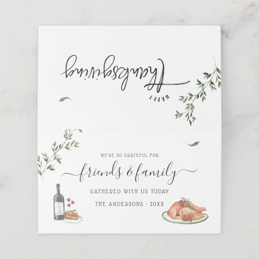 感謝祭の晩素朴餐の水彩秋 プレイスカード (外部開封)