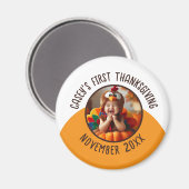 感謝祭の最初のベビーカスタム写真の名前の追加 マグネット (正面/裏面)