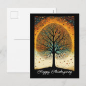 感謝祭の木の美術 オリジナルカード シーズンポストカード (正面/裏面)