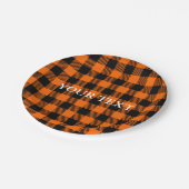 感謝祭の格子模様(黒とオレンジ) ペーパープレート (アングル)