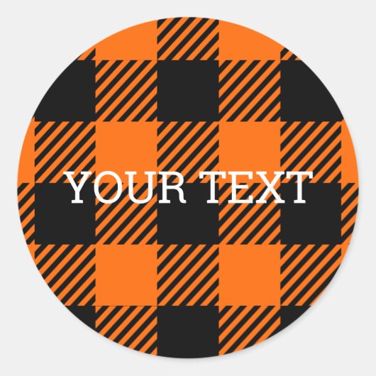 感謝祭の格子模様（黒とオレンジ） ラウンドシール (正面)