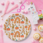 感謝祭の格言とレインボーと紅葉 ペーパープレート (パーティー)