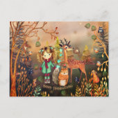 感謝祭の森の動物たち ポストカード (正面)