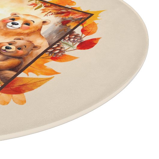 感謝祭の森の動物紅葉 カッティングボード (角)
