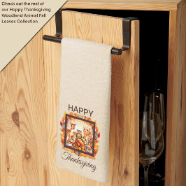 感謝祭の森の動物紅葉 キッチンタオル