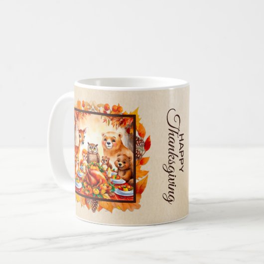 感謝祭の森の動物紅葉 コーヒーマグカップ (正面左)