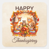 感謝祭の森の動物紅葉 スクエアシール (正面)