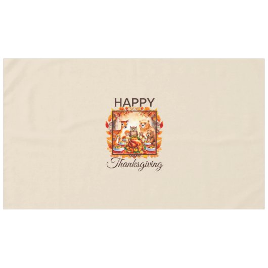 感謝祭の森の動物紅葉 テーブルクロス (正面(横))