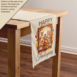 感謝祭の森の動物紅葉 ミディアムテーブルランナー