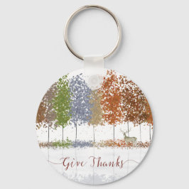 感謝祭の樹々と一頭の鹿 Give Thanks Thanksgiving Trees and Lon キーホルダー
