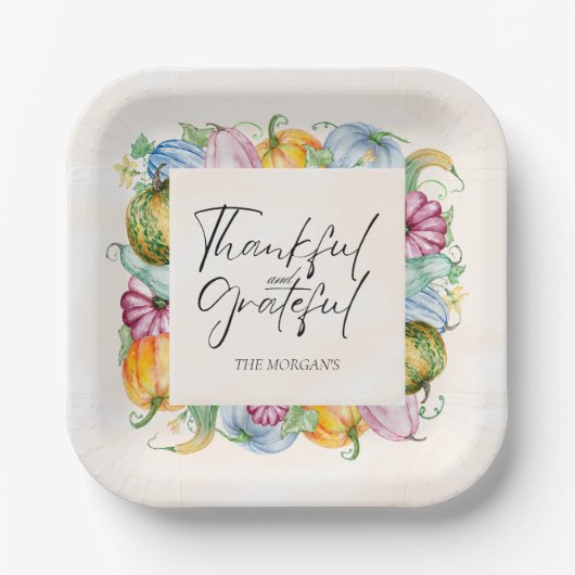 感謝祭の水の色かぼちゃと離れの ペーパープレート (正面)