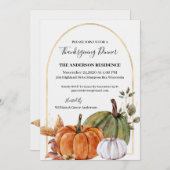 感謝祭の水の色のカボチャ 招待状 (正面/裏面)