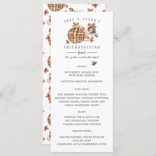 感謝祭の水の色ディナーメニュー メニュー (正面/裏面)