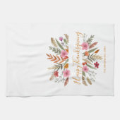 感謝祭の水彩画の紅葉の台所タオル キッチンタオル (横)