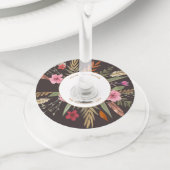 感謝祭の水彩画の紅葉ガラスのラベル ワイングラスタグ (クローズアップ)