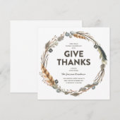 感謝祭の水彩画リースの食事招待状 招待状 (正面/裏面)