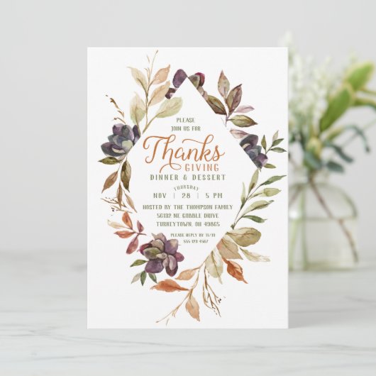 感謝祭の水彩秋葉招待状 招待状 (スタンド正面)